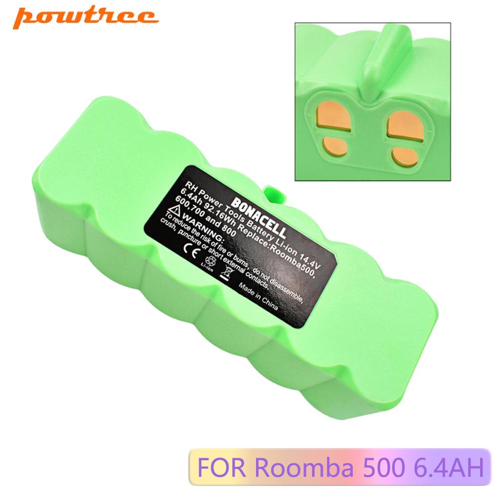 Powtree 6400mAh Li-Ion Battery - 14.4V Replacement for iRobot Roomba 500, 600, 700, 800 Series Vacuum Cleaners: 1 Pack