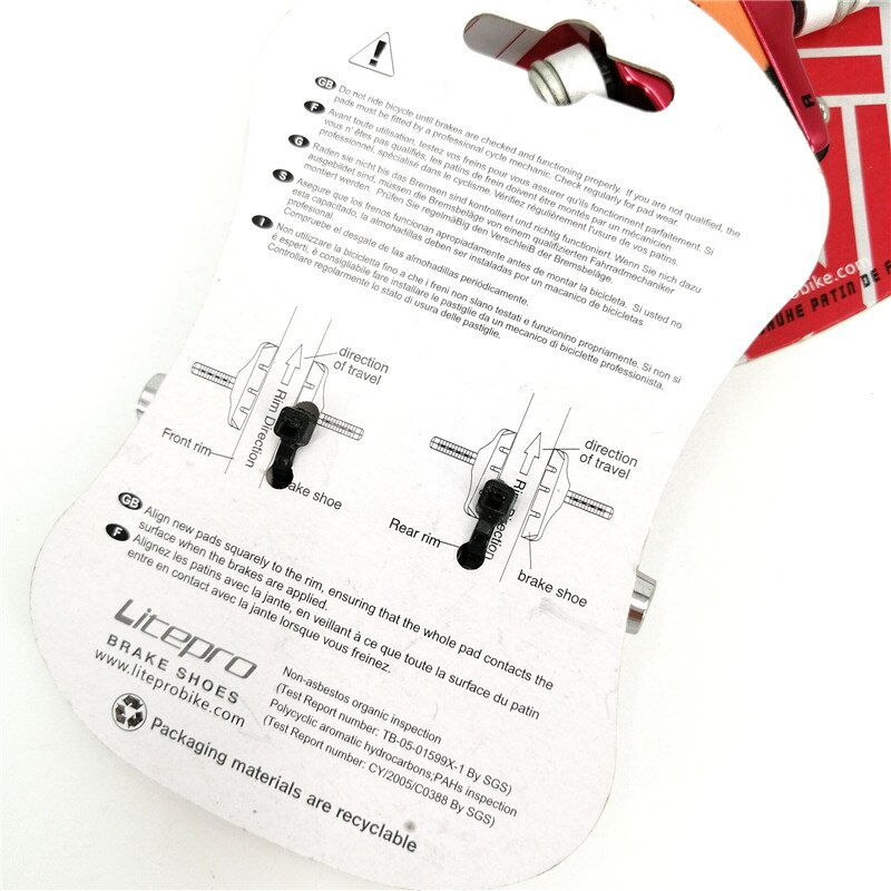 Litepro V Brake Shoe Set 412 Folding Bike Road Bicycle Brake Shoes