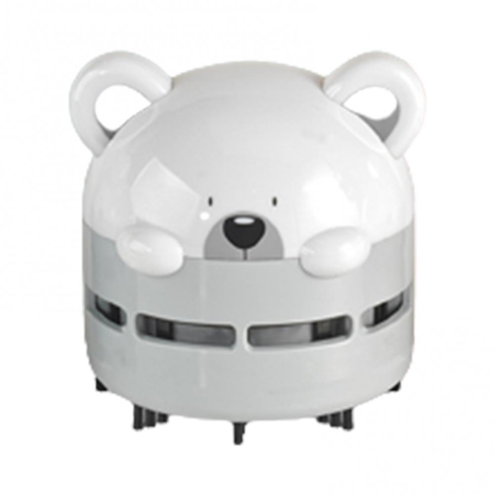 Mini aspirateur de bureau Portable, ours de dessin animé, chargement USB, veilleuse, clavier, nettoyant de Table pour véhicule, balayeuse de Table: Grey