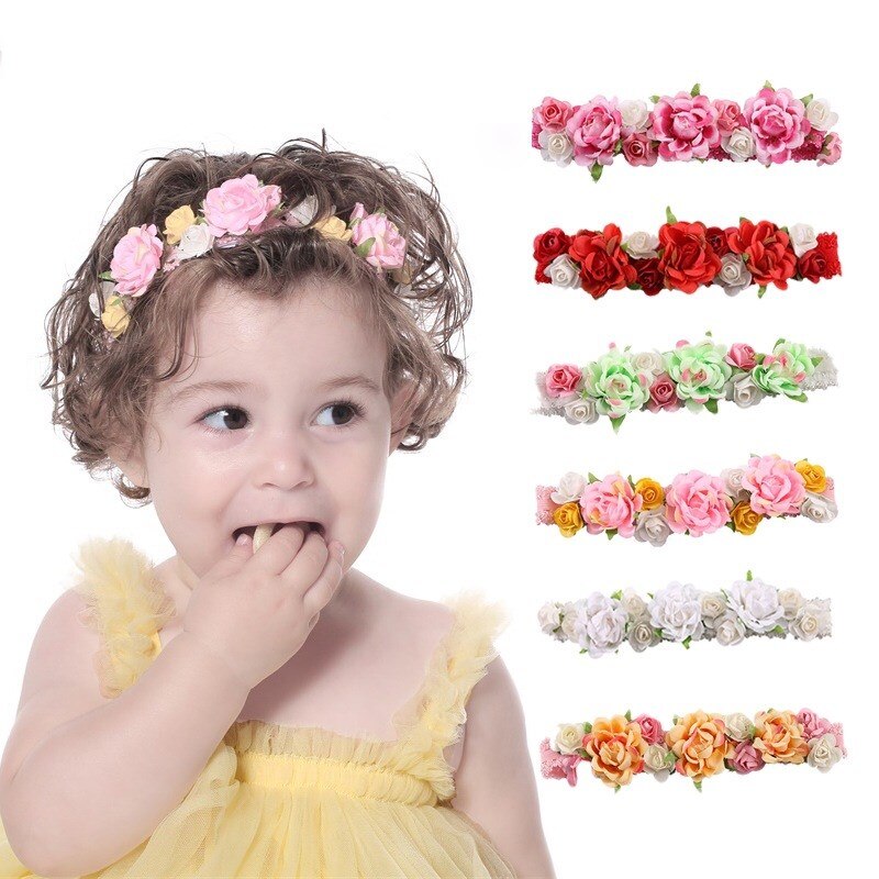 Diademas de flores para niña, diadema Floral, guirnalda de rosas de imitación, diadema de nueva flor para niña