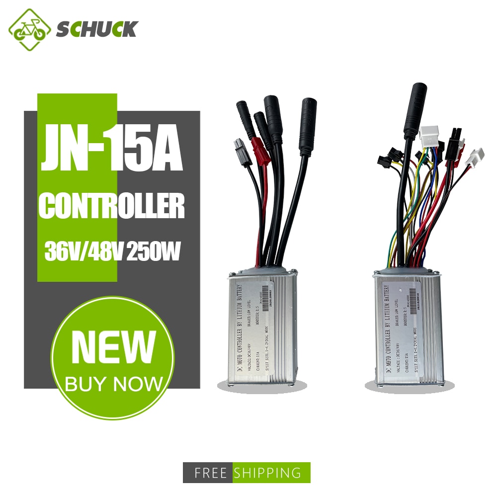 Ebike JN 15A Controller 36V/48V 250W Brushless Hub Motor 6 Mosfet With Light SM Julet Waterproof Plug Electric bike Accessorice