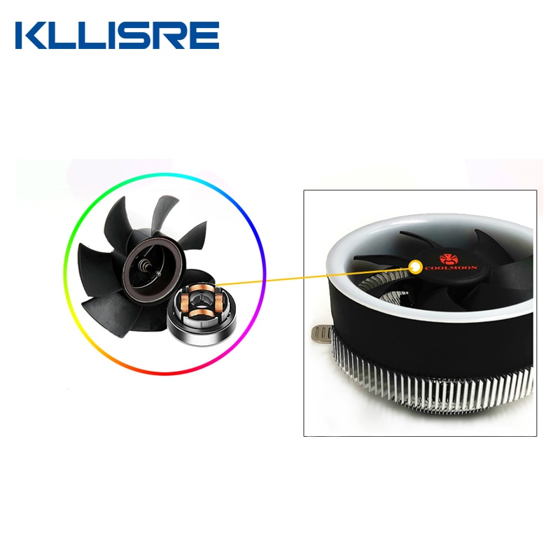 Kllisre PC CPU refrigerador ventilador disipador de calor LED apertura CPU ventilador de refrigeración radiador silencioso para Intel 775/1155/1150 /1151 AM3 AM3 +