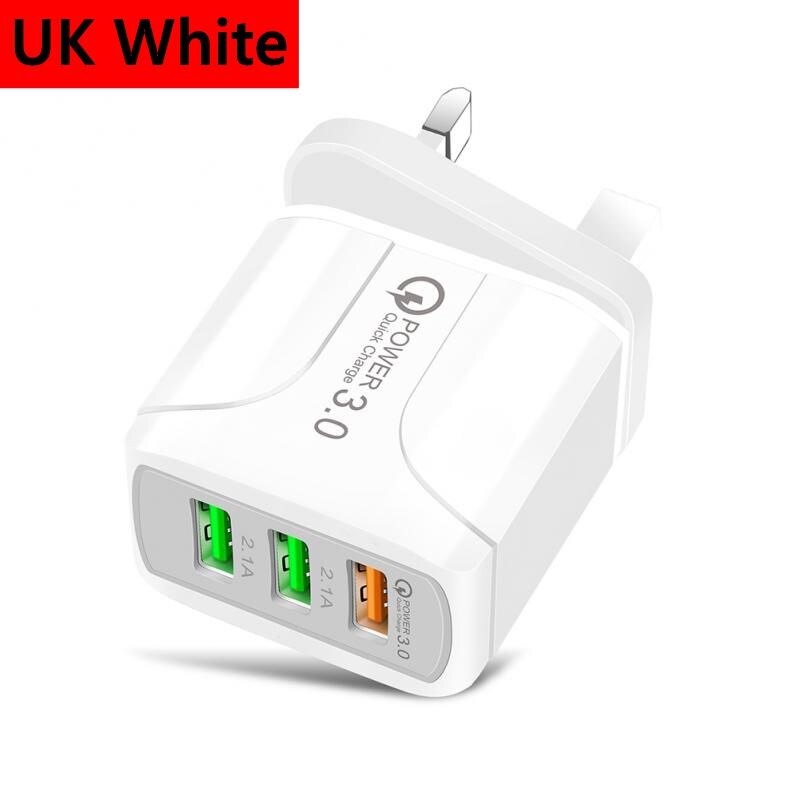 Olaf EU/Us-stecker USB Ladegerät 5A Quik Ladung 3,0 Handy Ladegerät Für iPhone 11 Samsung Xiaomi 3 port 28W Schnelle Wand Ladegeräte: Type A-UK White