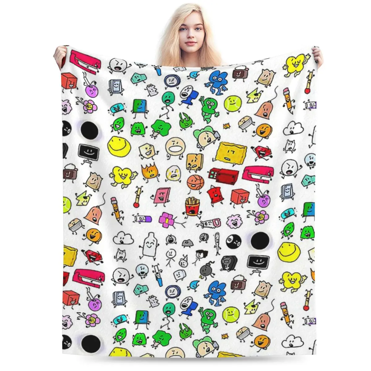 BFDI All Characters (Transparent) Blankets Soft Warm Flannel Throw Blanket Bedding for Bed Living room Picnic Travel Home Couch