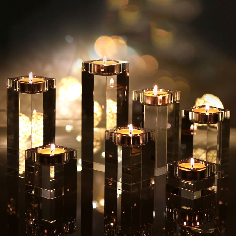 Nordic Crystal Candle Holder Wedding Centerpieces Ornaments Glass Candles Home Decor Geometric Centerpiece Wax Burner