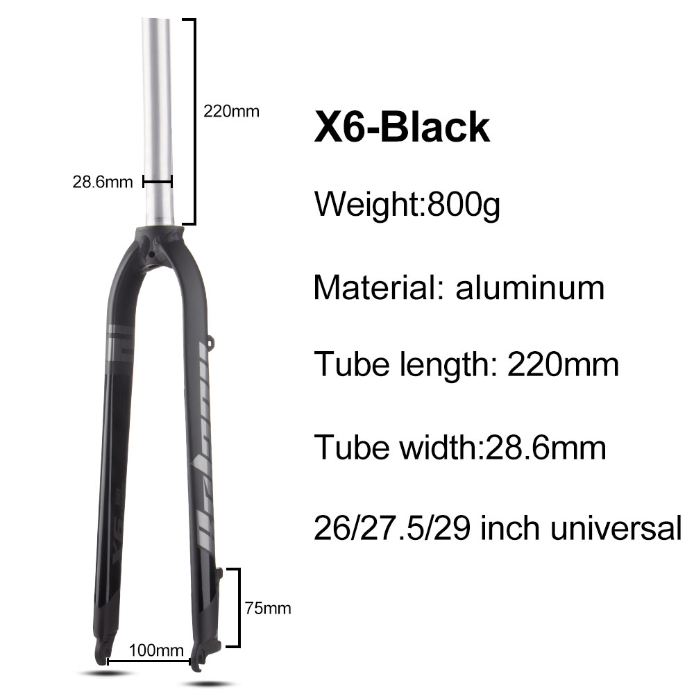 Bolany X6 Matte Rigid Fork FIt 26/27.5/29inch Aluminum Alloy Mountain Bike Fork Straight Tube 28.6mm A-pillar MTB Hard Fork: WHITE