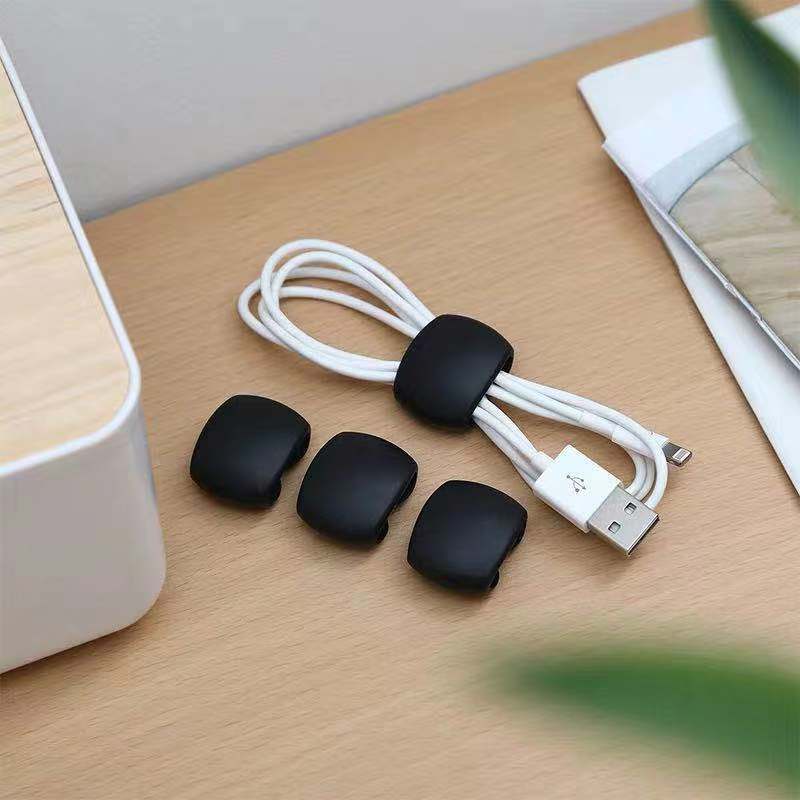 4 stücke Kabel Halfter Silikon Kabel Organizer flexibel USB Wickler Verwaltung Clips Halfter Für Maus Tastatur Kopfhörer Headset: Schwarz