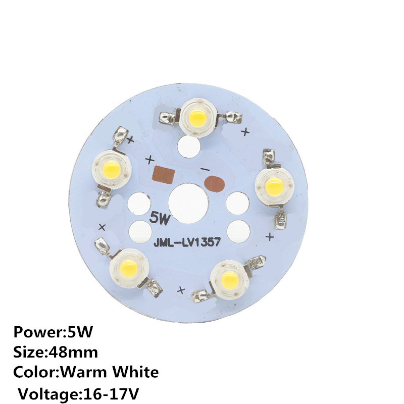 1pcs 1W LED Chip 3W 5W 7W Constante Stroom Ingang Licht Kraal Boord Aluminium Wit /Warm wit Lamp plaat Voor LED Lamp Spotlight: 5W 48mm Warm White