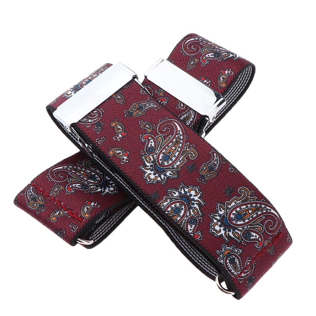 Hommes anti-dérapant Jacquard chemise porte-manches extensible jarretière élastiques brassards: Burgundy2