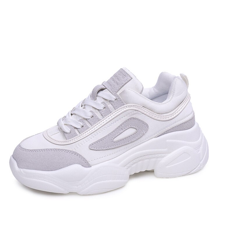 ASUMER schoenen vrouw toevallige lace up dames schoenen comfortabele platte platform sneakers schoenen leisure flats schoenen vrouwen: white / 8