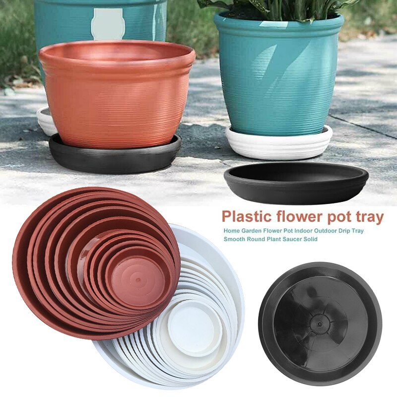 Platillos de plástico para jardín, Base de bandeja de agua para interior y exterior, 10 piezas