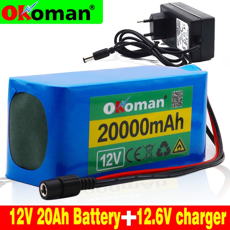 High capacity18650 12V Battery pack Large capacity 12v 20ah 18650 lithium battery protection board 12v 20000mAh capacity+Charger