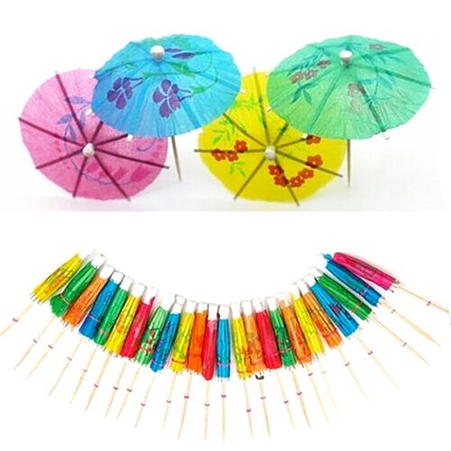 50Pcs Gemengde Kleur Mini Paraplu Parasol Snack Cocktail Party Pick Decoratie!