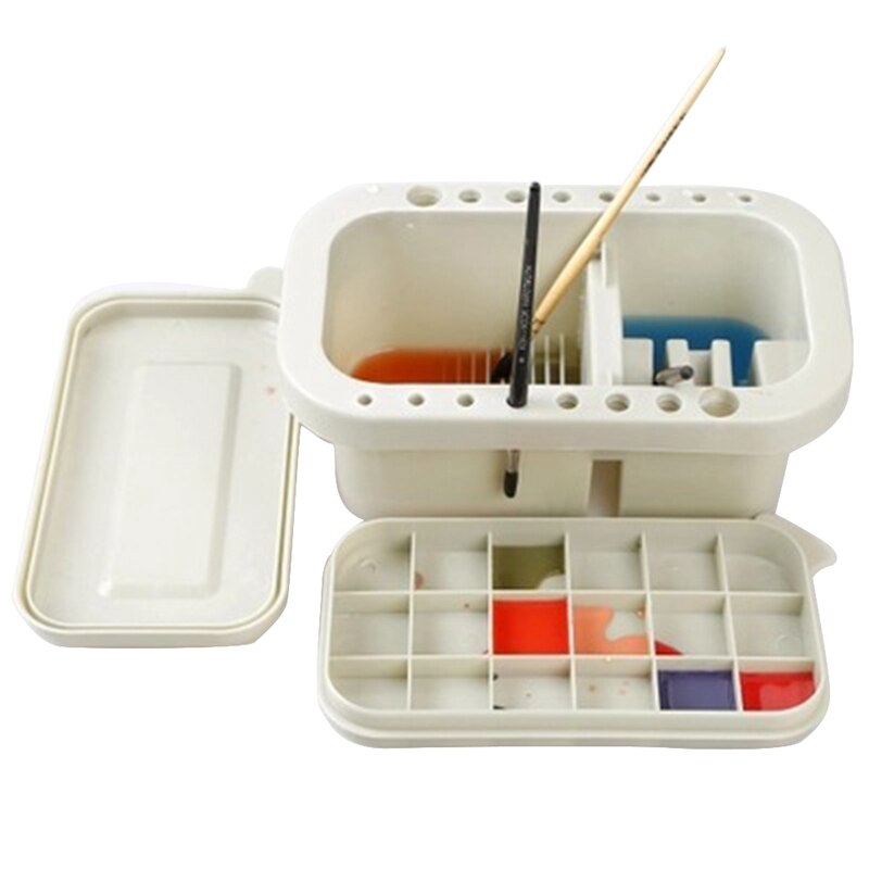 3Pcs Multi-Function Wash Pen with Palette Gouache Watercolor Acrylic Paint Wash Bucket Art Supplies