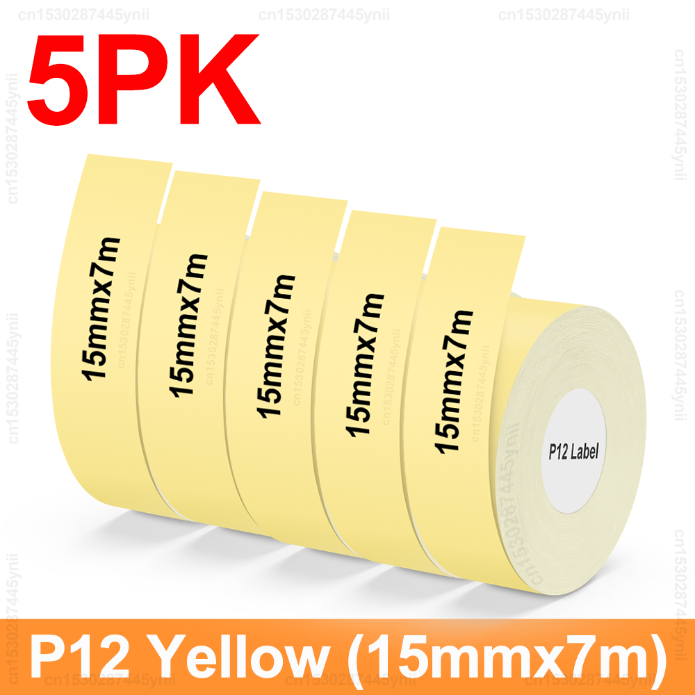 5/10 pces p12 etiqueta rolo de papel 15mm x 7m auto-adesivo etiqueta térmica contínua apto para marklife p12 p15 p11 d30 fabricante de etiquetas: M