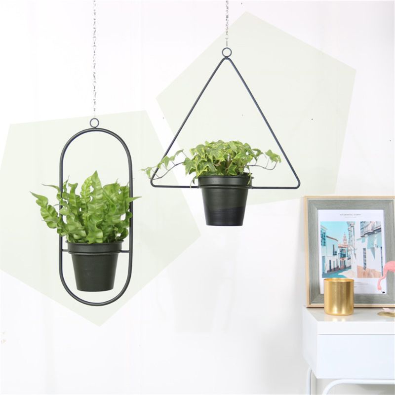Metal nordisk stil plantebøjle kædehængende kurv blomsterpotte planteholder hjem have altan hængende blomsterpotte