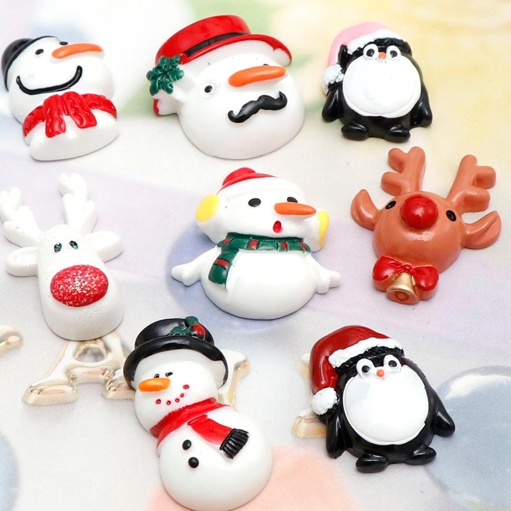 Christmas Snowman Santa Claus Resin Decoration Craft Flatback Cabochon Embellishments For Scrapbooking Diy Accessories