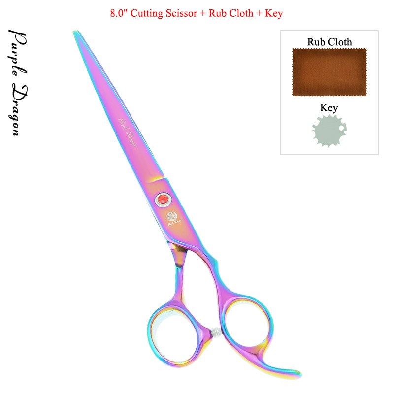 8.0 &quot;lila Drachen Hunde Pflege Schere Haustiere Gerade Gebogen Schneiden Tijeras Friseur 7.5&quot; Ausdünnung Scher Ebene Trimmer B0051B: B0051B-01-80