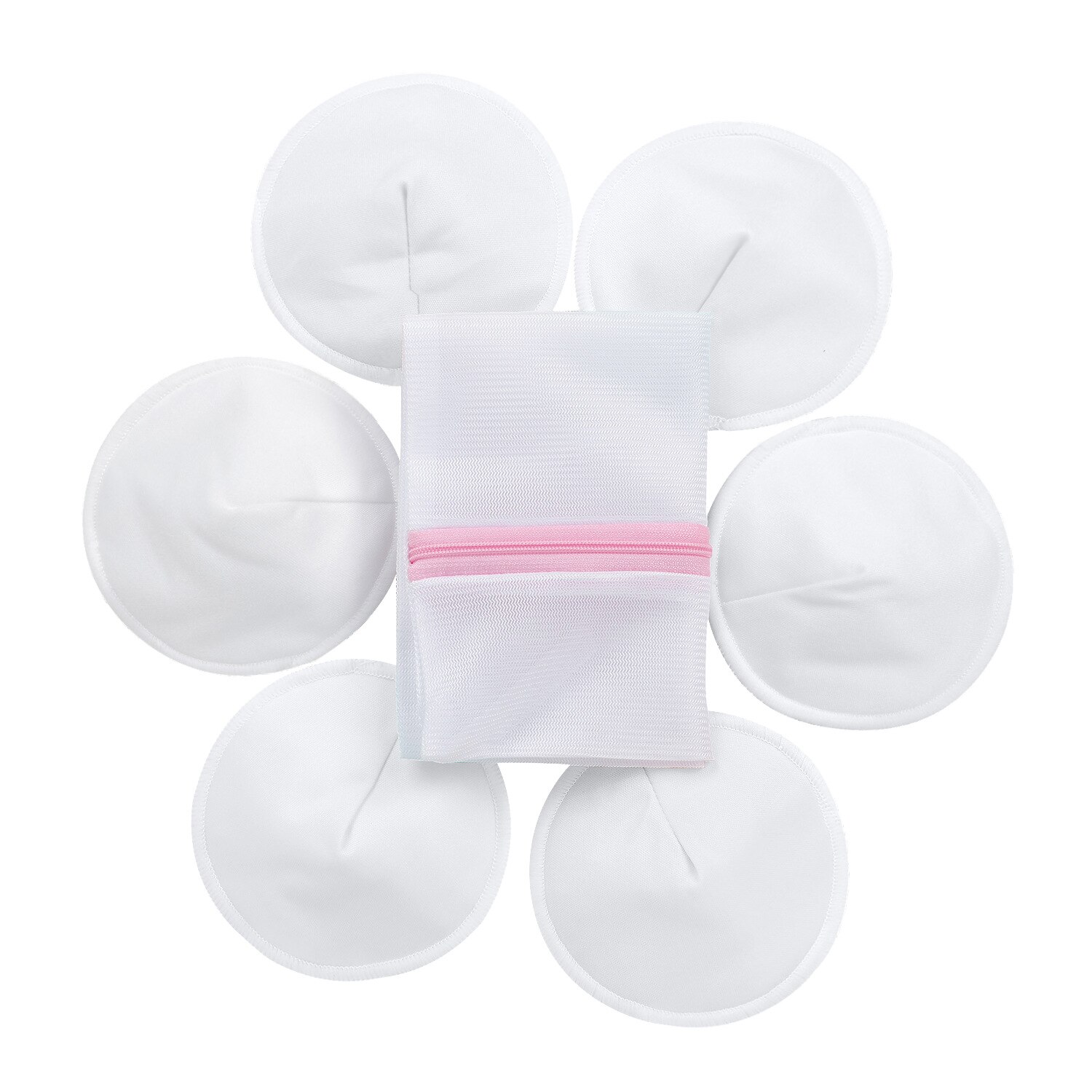 Organische Bamboe Verpleging Borst Pads Wasbare Pads + Waszak 6Pcs Pad Voor Moederschap Herbruikbare Nipplecovers AS0502: RZ60005 11cm