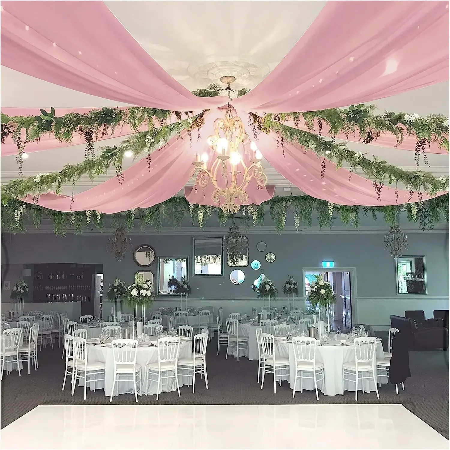 1 pannello 73*600cm tende da soffitto per matrimoni arco per matrimoni tenda in chiffon in tessuto drappeggiato per la cerimonia del partito decorazione di nozze