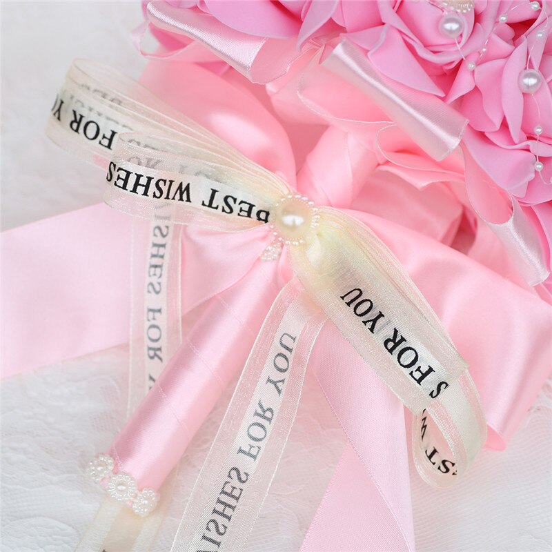 Fleur Rose PE Bouquet demoiselle d'honneur tenant des fleurs mariée ruban De soie Bouquets De Mariage mousse Rose avec perle fête De Mariage W205