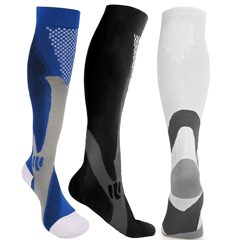Masculino feminino compressão meias esporte ao ar livre correndo basquete meias de futebol náilon estiramento meias altas meias de futebol
