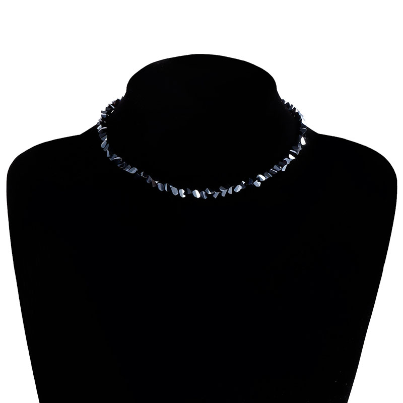 Gargantilla de cuentas irregulares de cristal de corte múltiple coreano para mujer, Collar de hueso Vintage transparente, joyería de cuello de: PLATEADO