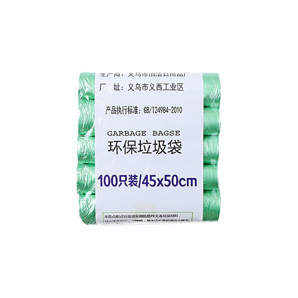 5 Rolls 100PC Trash Bags Garbage Bag Durable Disposable Plastic Household Kitchen Trash Bags мешки для мусора@30: Green