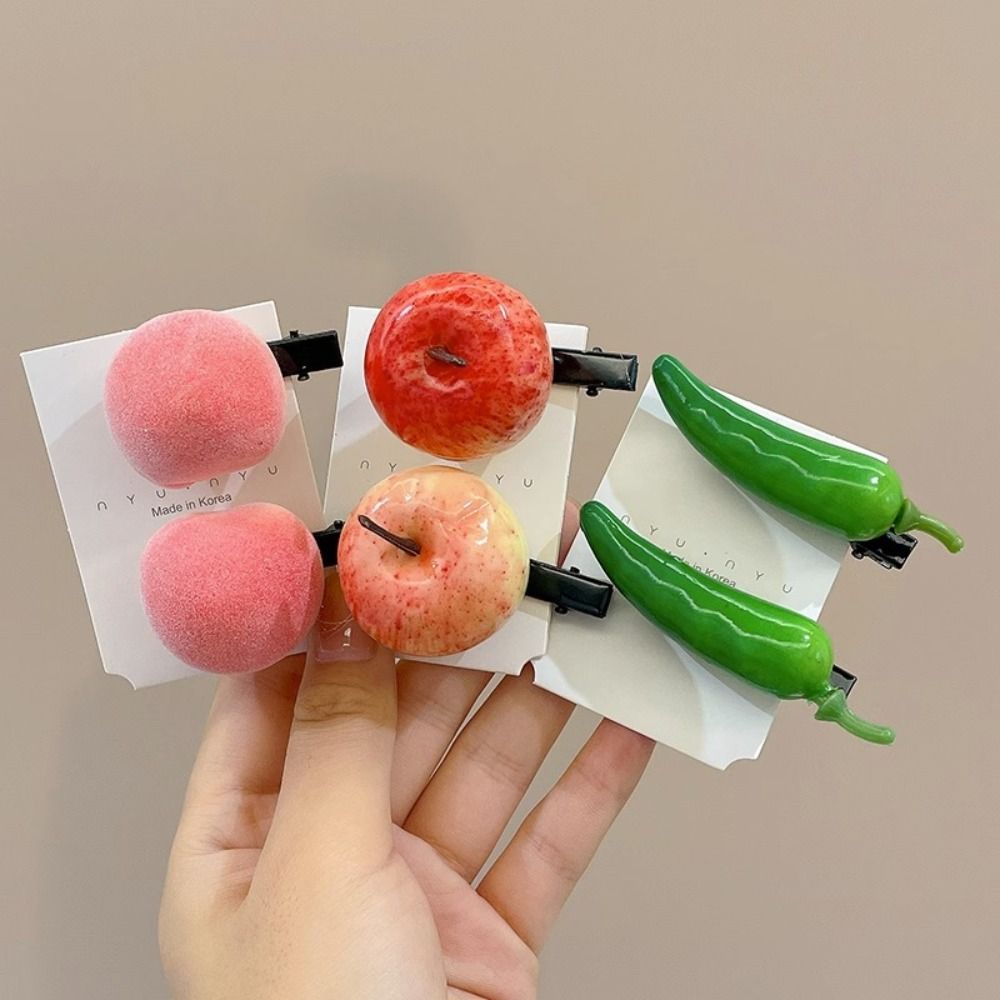 Pinzas para el pelo de frutas para niña, horquillas de cereza y fresa, pasadores laterales Kawaii, accesorios para el cabello, 1 piezas