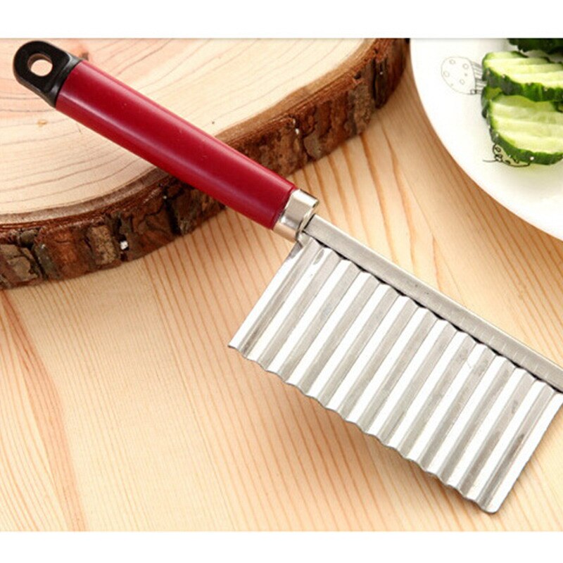 Crinkle Cutter Knife Fancy Wavy Cuts Stainless Steel for Potato Carrot Chip Vegetable French Fry Chopper Wave Slicer Accessories: Brown Crinkle Cutter