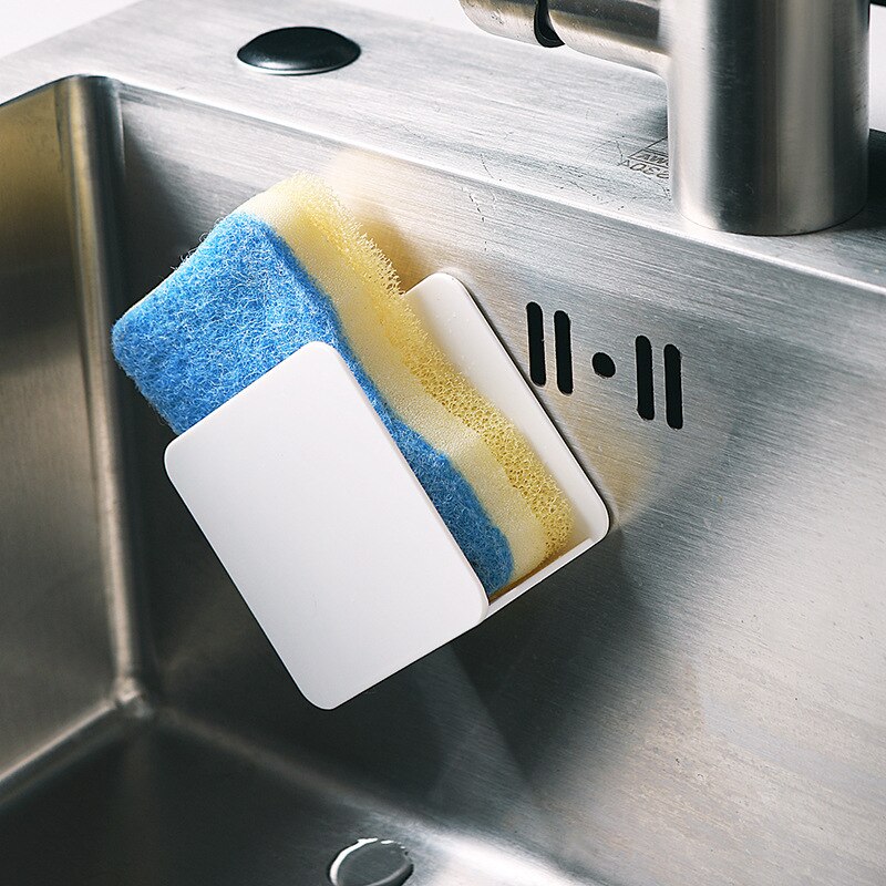 1 Pc Scouring Pad Storage Rack Wall-mounted Sink Sponge Wipe Steel Wire Ball Drain Rack Kitchen Kitchen Storage Holder