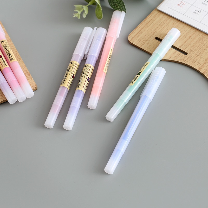 10 Colors Cute Plastic Highlighters Markers Kawaii Watercolor Pens For Kids Graffiti Painting Korean Stationery School Supplies