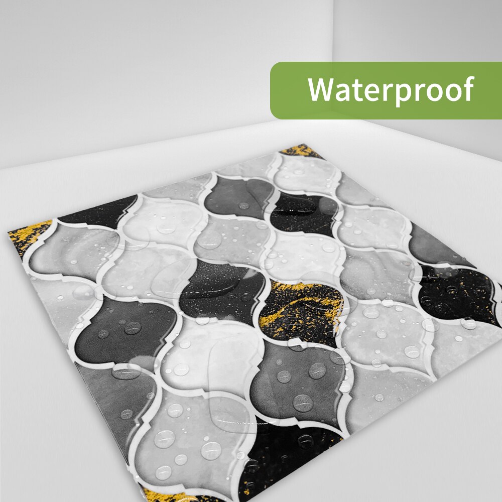 Funlife® BRILLIANT™ 15/20cm Black and Wine Mosaic Tile Sticker Waterproof PVC DIY Wall Sticker for Kitchen Bathroom Home Decor