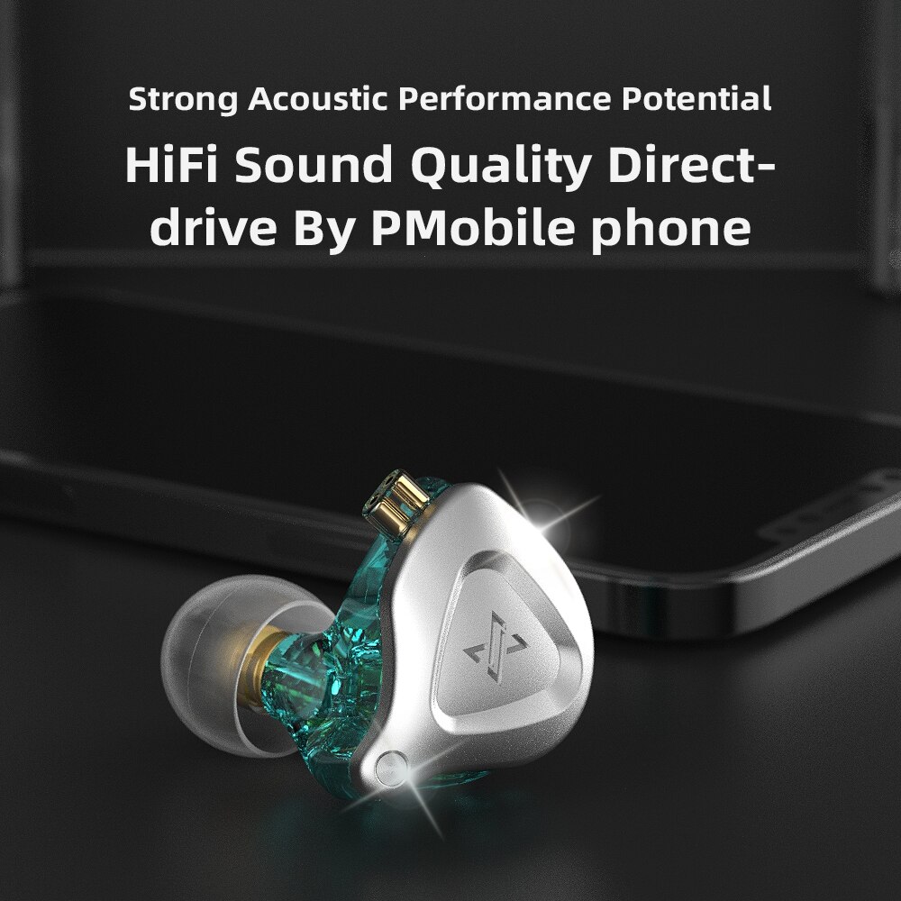 Qkz  zx2 zsn pro in-ear-kopfhörer mit hybrid-technologie, 1dd -bass, metall-ohrhörern, sport-headset mit geräuschunterdrückung und monitorfunktion
