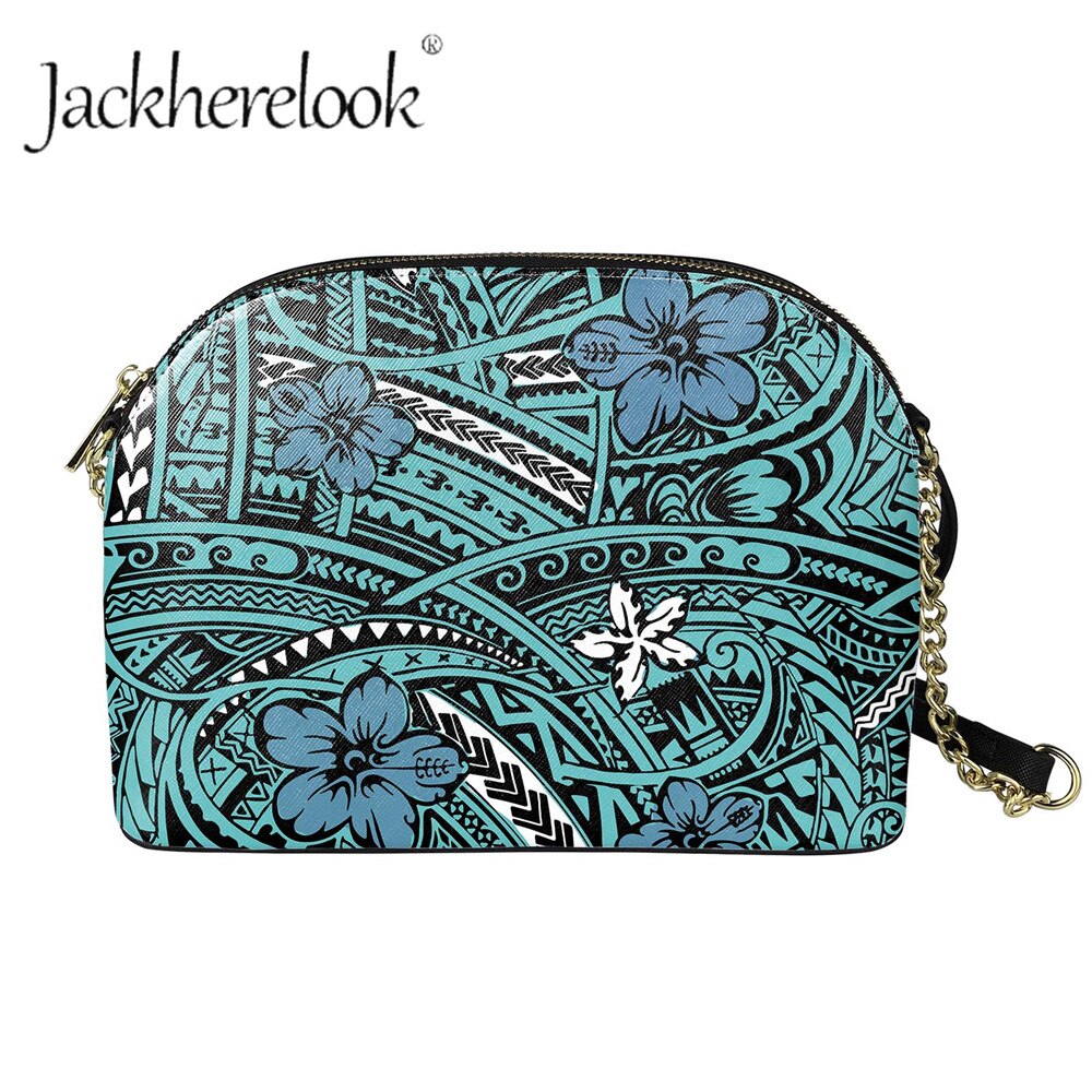 Jackherelook dames crossbody tas met rits en polynesisch hibiscusbloempatroon, prachtige boodschappentassen
