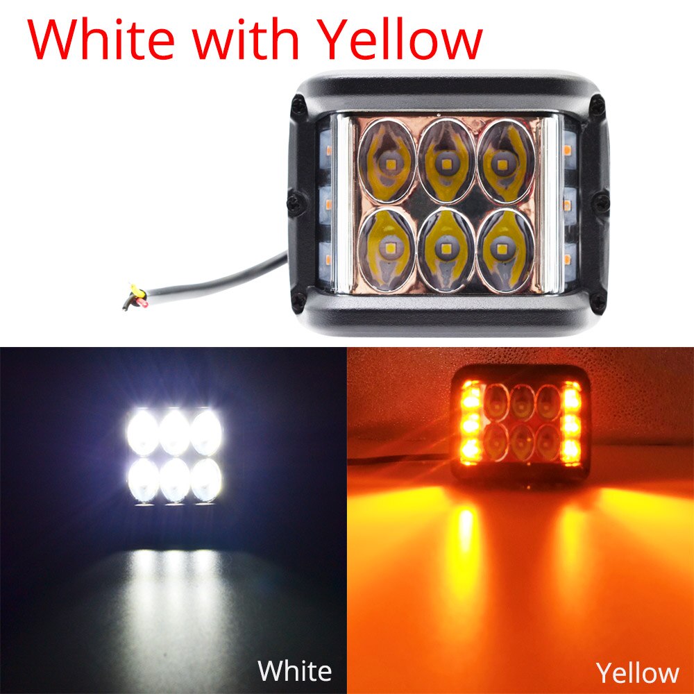 4 tommer 60w arbeidslys spot flom offroad frontlykter strobe kjøring lastebil traktor suv atv pickup bil belysning 12v biltilbehør: Hvit og gul