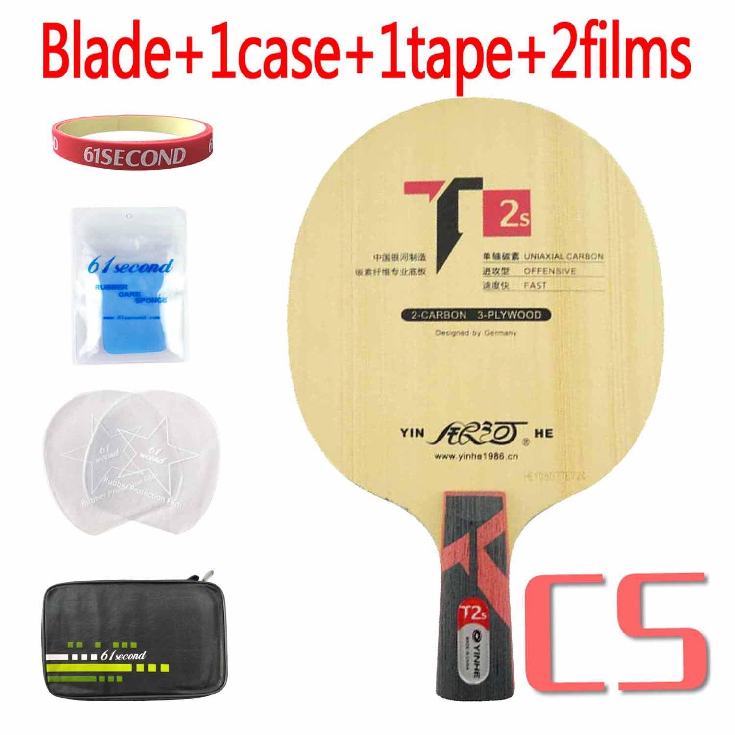 YINHE T-2S Tafeltennis Blade (T2S, 3 + 2 Hinoki Carbon, PRIMORAC CARBON Structuur) t2 Racket Ping Pong Bat Peddel Peddel: CS with FM case