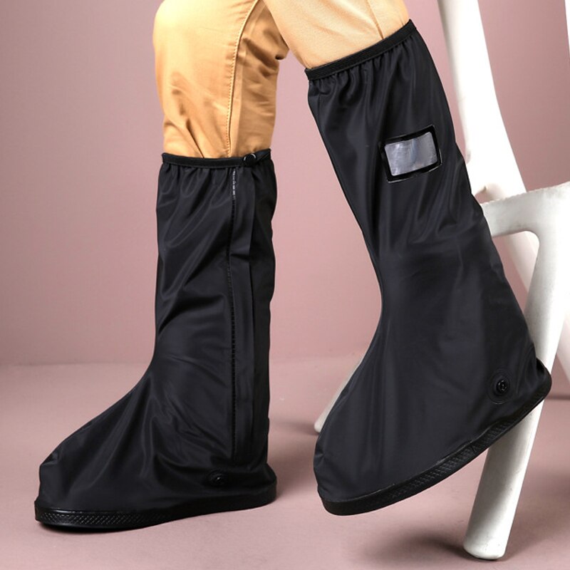 Botas de lluvia reutilizables para motocicleta y bicicleta, cubierta zapatos a prueba de agua, plegables, 2 uds.: Black / 7