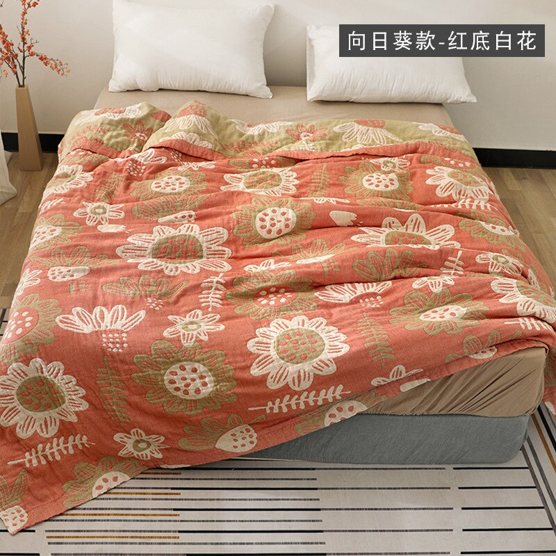 Katoen Vier Lagen Dik Gaas Handdoek Deken Sofa Cover Soft Trooster Lente En Zomer Dikke Vel Boho Sprei: Red C