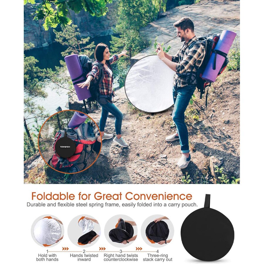 5 in 1 60cm Gold Silver White Black Translucent Multi Disc Photography Round Reflector Studio Photo Light Collapsible Handhold