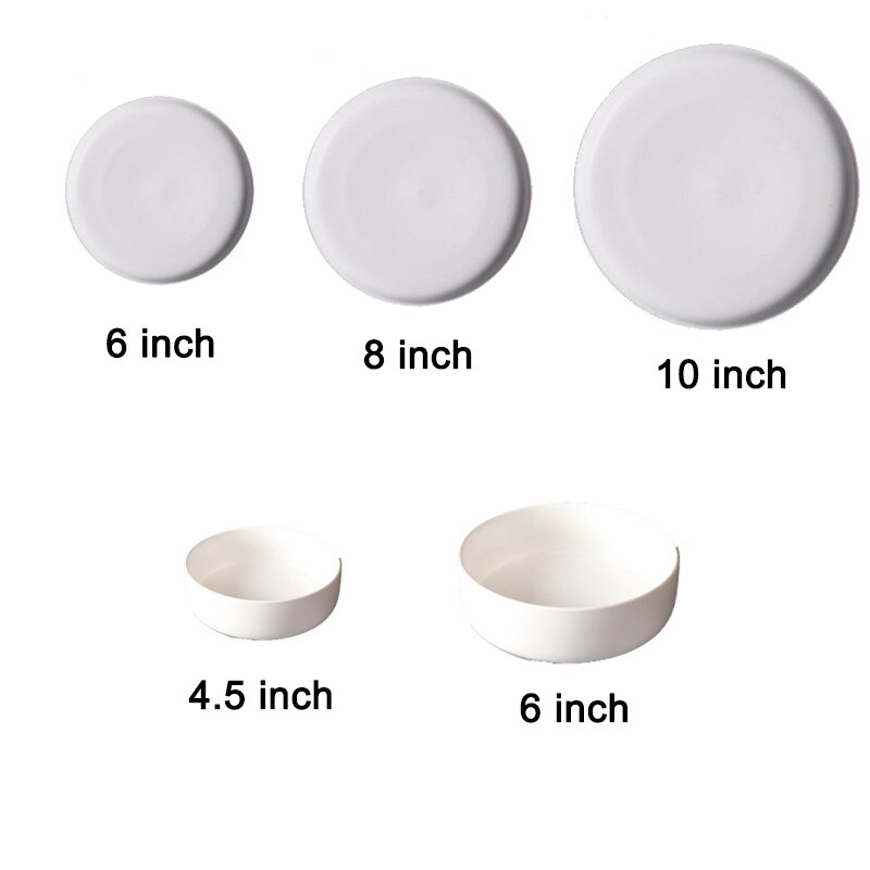 Ceramic Plates with Bowls Set Porcelain Dinnerware Round Dishes and Soup Bowls: white dinnerware