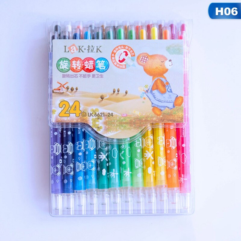 8/12/24 Colors Crayons Cartoon Drawing Non-Toxic Oil Pastels Kids Student Pastel Pencils Art Supplies Rotatable: L size 24 colors