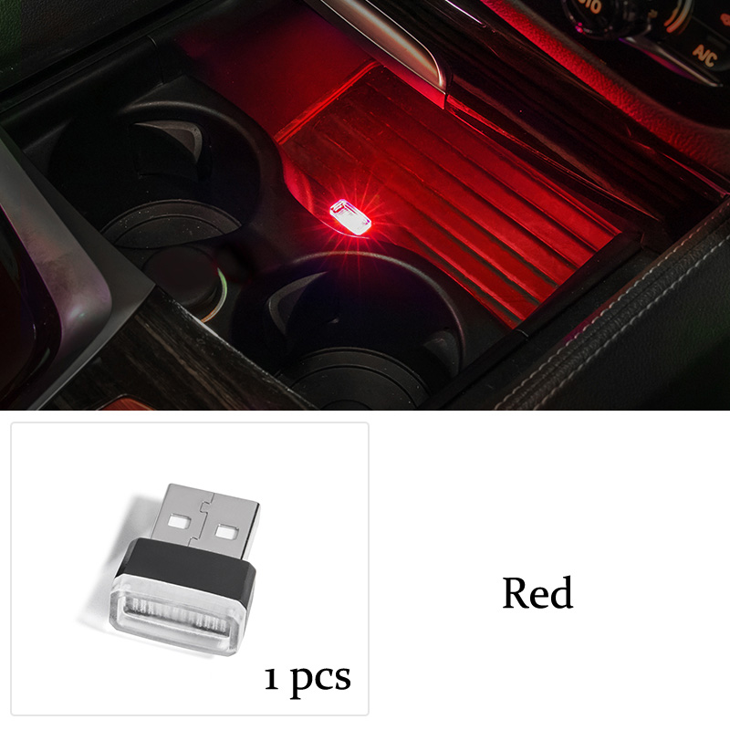 Porte-gobelet décoratif de voiture, boîte de rangement, lumière USB, pour Mercedes Benz GLC A B C E classe W205 coupé W213 W176 W246 GLE GLS GL: Red