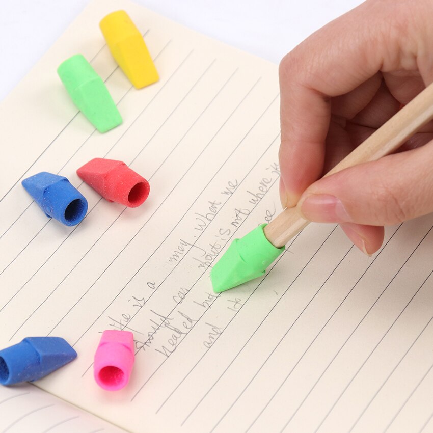 10 PCS Erasers Pencil Top Eraser Caps Chisel Shape Pencil Eraser Toppers Student Painting Correction Supplies Stationery