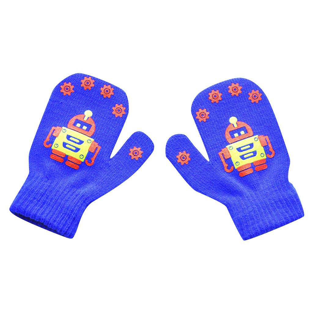 Enfants gants mignon Robot imprimer gants hiver tricot -né moufles épais enfants enfants garder le doigt au 1-4 ans: SB