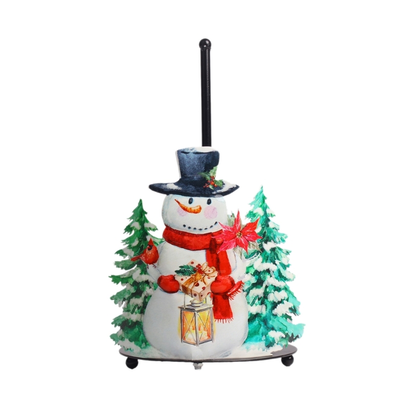 Countertop Paper Towel Holder Kitchen Roll Paper Stand Flowers Christmas Iron Napkin Stand Vertical Tissue Holder: green