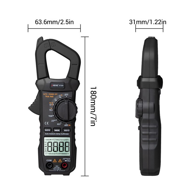 ST209 Digital Multimeter Clamp Meter 6000 Counts True RMS Amp DC/AC Current Clamp Tester Meters Voltmeter 400v Auto Range