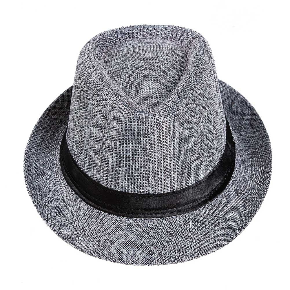 Men Straw Hat Linen Sun Protective Foldable Breathable Casual Cap for Summer JAN88: Gray