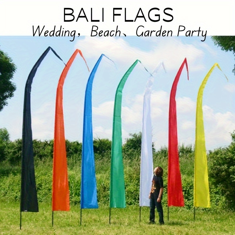 1pc Balinese Tropical Wedding Flag - Large 114x26inch Decoration, No Flagpole, Single-Sided - Events, Poolside, Garden, Parties