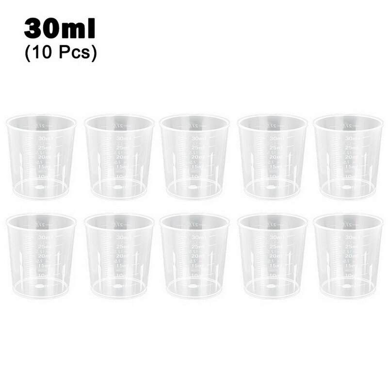 Transparent Plastic Graduated Measuring Cup Kitchen And Bar Supplies For Baking Beaker Liquid Without Handle Measuring Cup: 10pcs 30ml